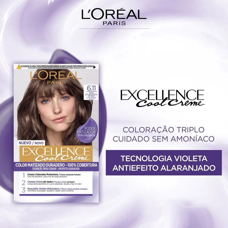 L'Oréal Paris Excellence Creme Tinte Permanente - Tono 6.11 Rubio Oscuro Ceniza