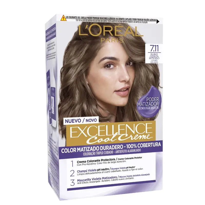 L'Oréal Paris Excellence Creme Tinte Permanente - Tono 7.11 Rubio Ceniza Intenso