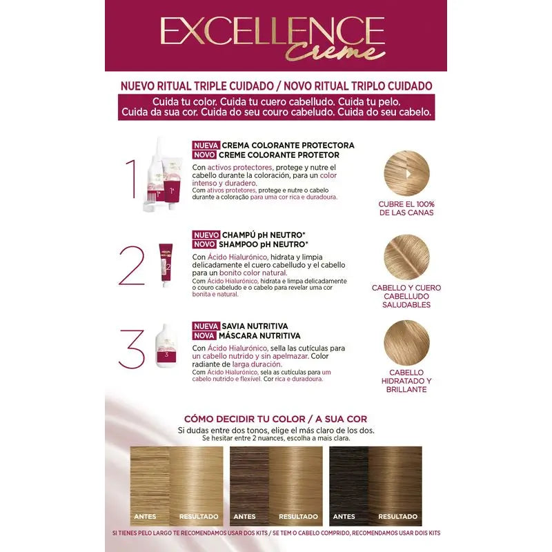 L'Oréal Paris Excellence Creme Tinte Permanente - Tono 8 Rubio Claro