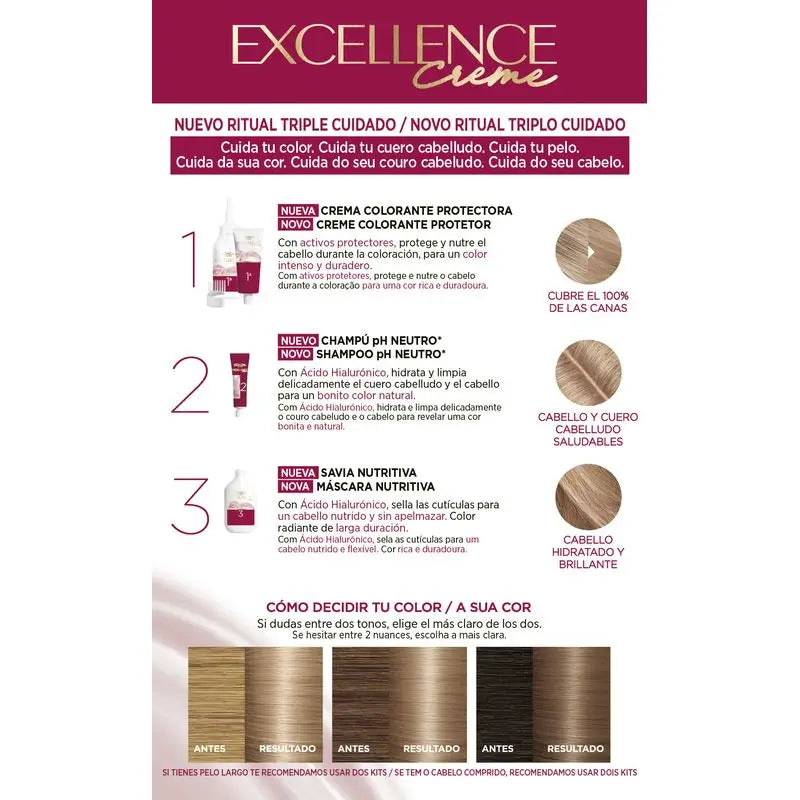 L'Oréal Paris Excellence Creme Tinte Permanente - Tono 8.1 Rubio Claro Ceniza