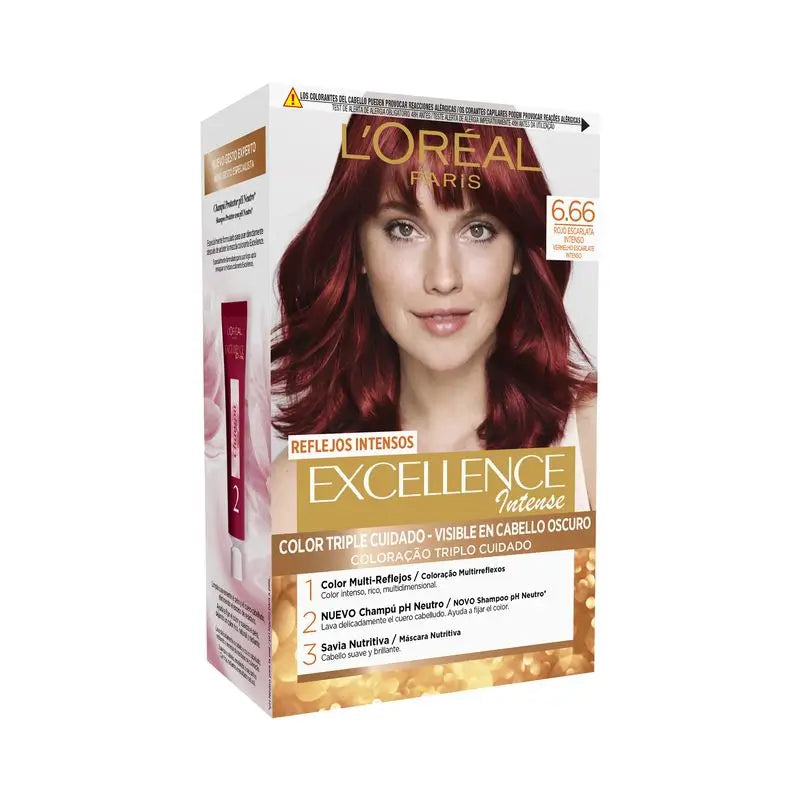 L'Oréal Paris Excellence Intense Tinte Permanente - Tono 6.66 Rojo Escarlata