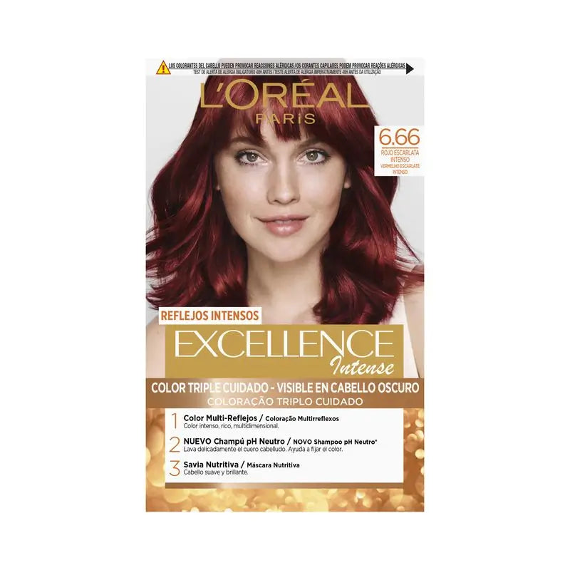 L'Oréal Paris Excellence Intense Tinte Permanente - Tono 6.66 Rojo Escarlata