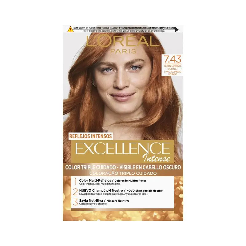 L'Oréal Paris Excellence Intense Tinte Permanente - Tono 7.43 Rubio Cobrizo Dorado