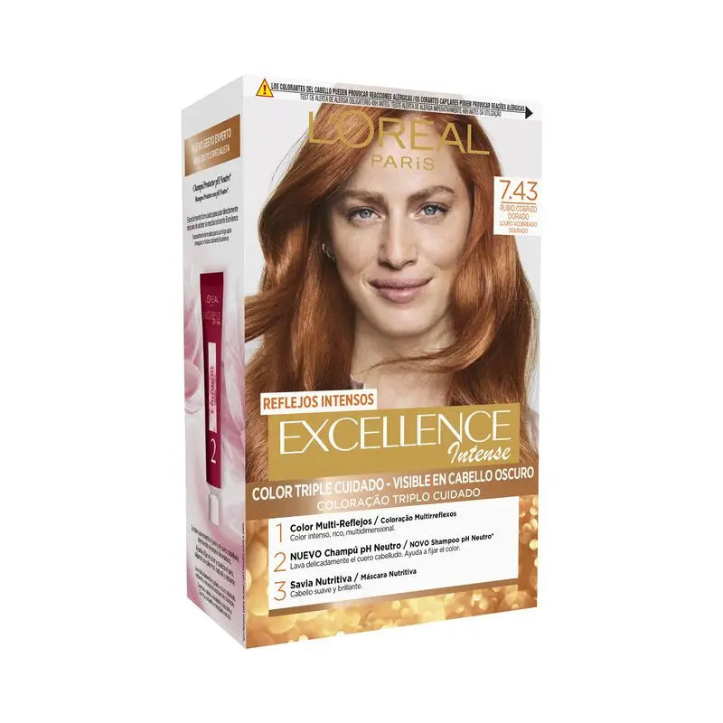 L'Oréal Paris Excellence Intense Tinte Permanente - Tono 7.43 Rubio Cobrizo Dorado