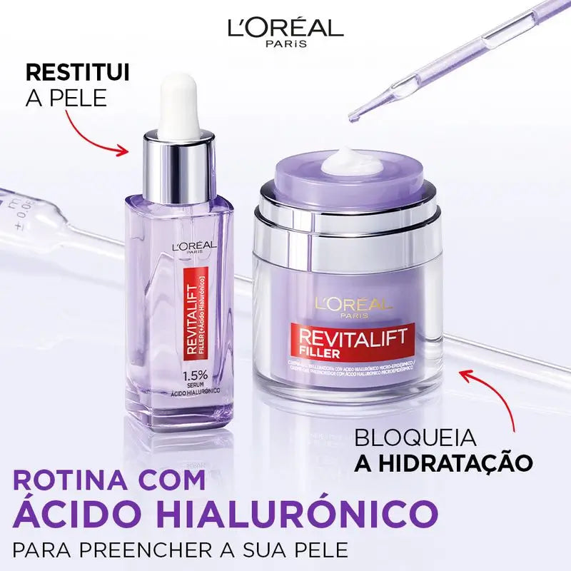 L'Oréal Paris Gel Crema Rellenador Revitalift Filler: Ácido Hialurónico Y 3 Ceramidas, Hidratación Intensa