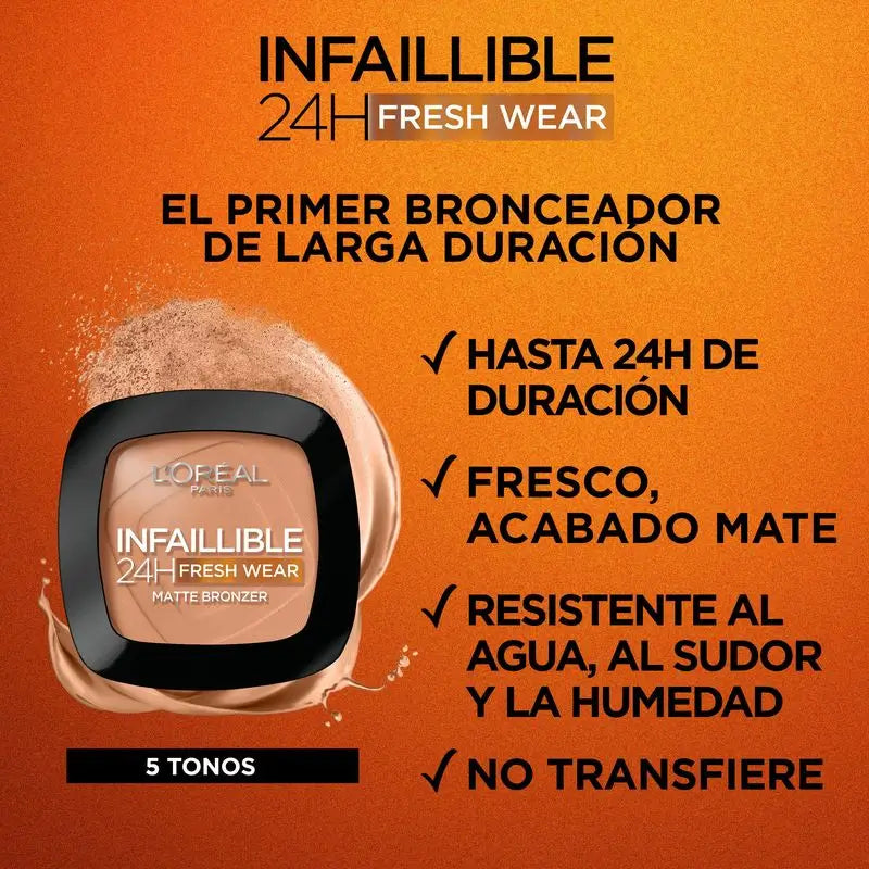 L'Oréal Paris Infalible 24H Polvos Bronceadores Mate Larga Duración Tono 400 Tan