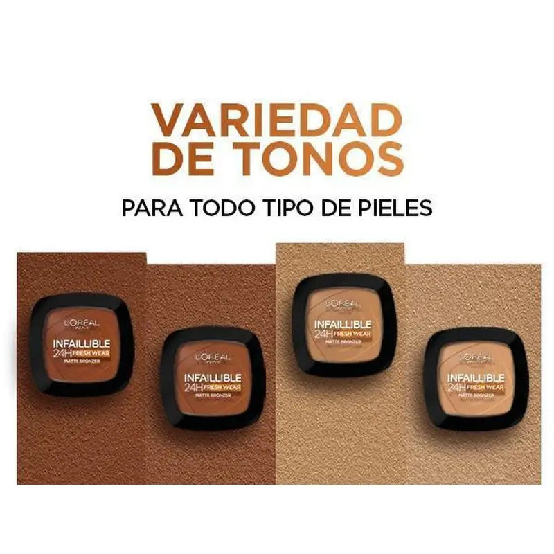 L'Oréal Paris Infalible 24H Polvos Bronceadores Mate Larga Duración Tono 400 Tan