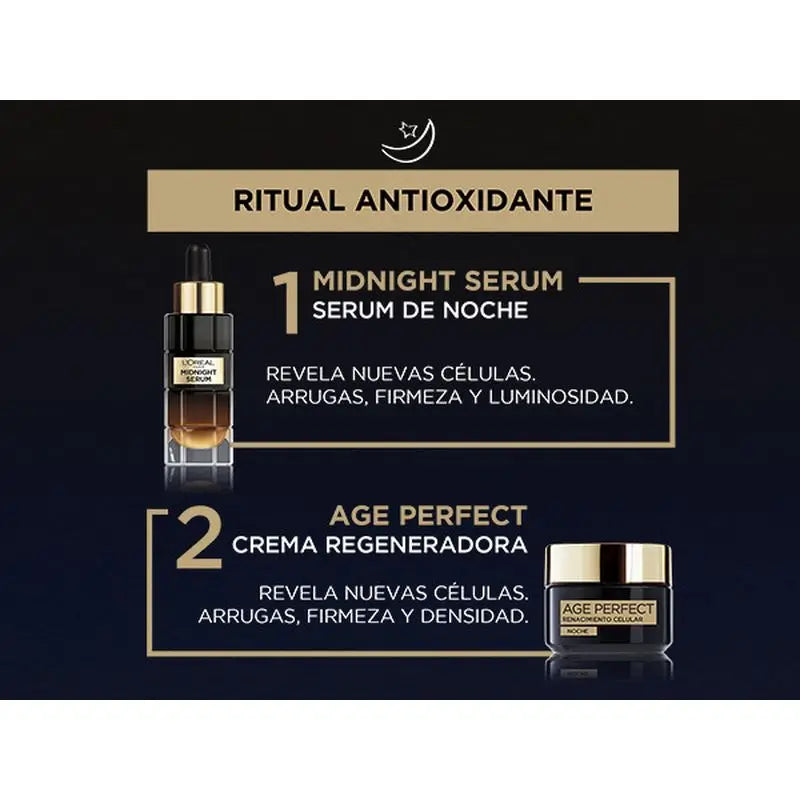 L'Oréal Paris Midnight Serum Age Perfect Renacimiento Celular, Con Complejo Antioxidante, Serum Facial Noche