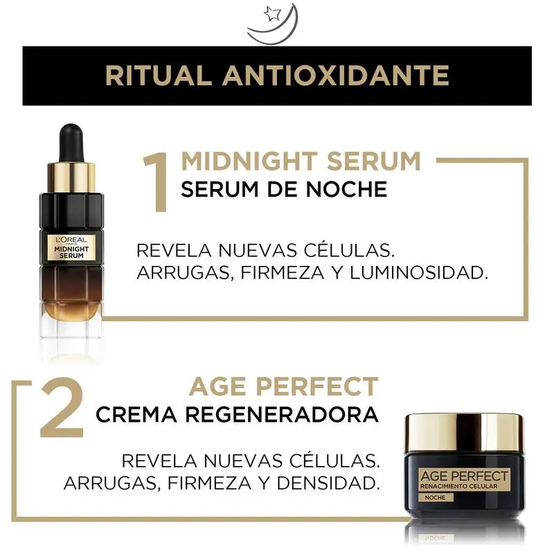 L'Oréal Paris Midnight Serum Age Perfect Renacimiento Celular, Con Complejo Antioxidante, Serum Facial Noche