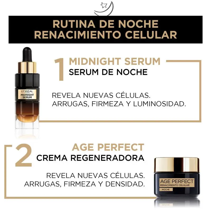 L'Oréal Paris Midnight Serum Age Perfect Renacimiento Celular, Con Complejo Antioxidante, Serum Facial Noche