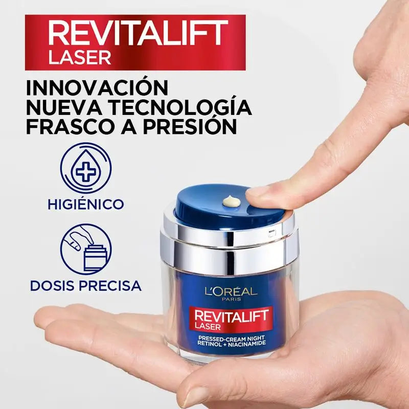 L'Oréal Paris Pressed Cream Noche De Revitalift Laser Con Retinol + Niacidamida Formato Monodosis, 50Ml