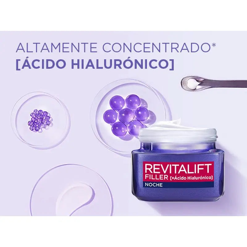 L'Oréal Paris Revitalift Filler Crema Rellenadora De Noche [+Ácido Hialurónico]-50Ml