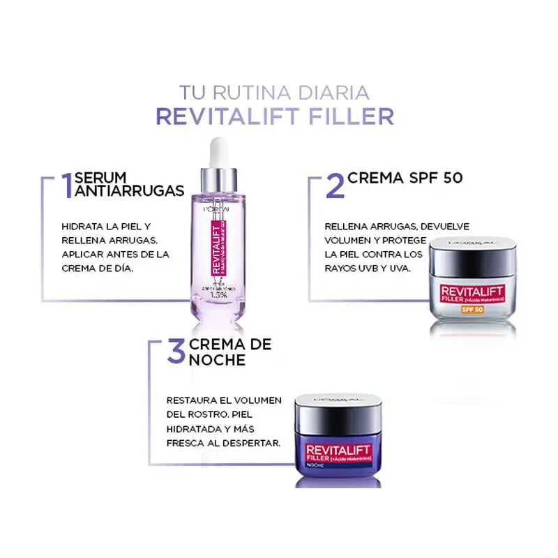 L'Oréal Paris Revitalift Filler Crema Rellenadora De Noche [+Ácido Hialurónico]-50Ml