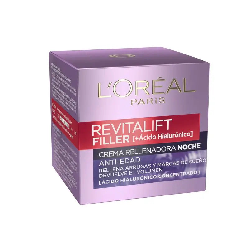 L'Oréal Paris Revitalift Filler Crema Rellenadora De Noche [+Ácido Hialurónico]-50Ml