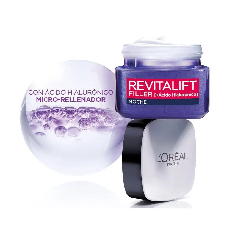 L'Oréal Paris Revitalift Filler Crema Rellenadora De Noche [+Ácido Hialurónico]-50Ml