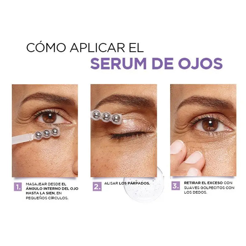 L'Oréal Paris Serum Ojos Revitalift Filler: 2.5% Ácido Hialurónico Y Cafeína, Triple Roll-On