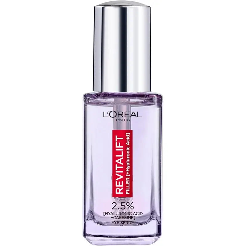 L'Oréal Paris Serum Ojos Revitalift Filler: 2.5% Ácido Hialurónico Y Cafeína, Triple Roll-On