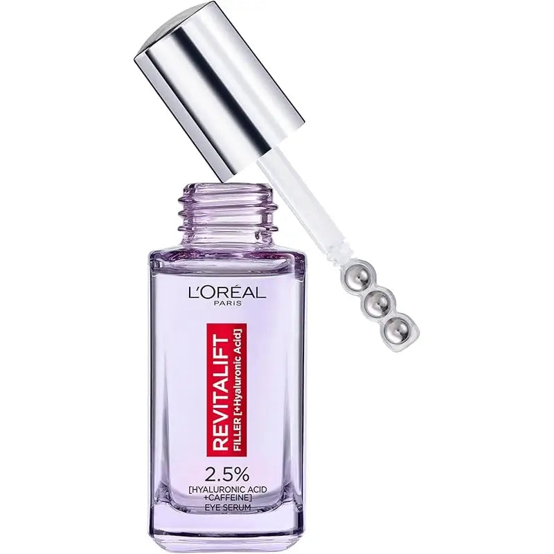 L'Oréal Paris Serum Ojos Revitalift Filler: 2.5% Ácido Hialurónico Y Cafeína, Triple Roll-On