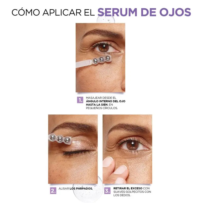 L'Oréal Paris Serum Ojos Revitalift Filler: 2.5% Ácido Hialurónico Y Cafeína, Triple Roll-On