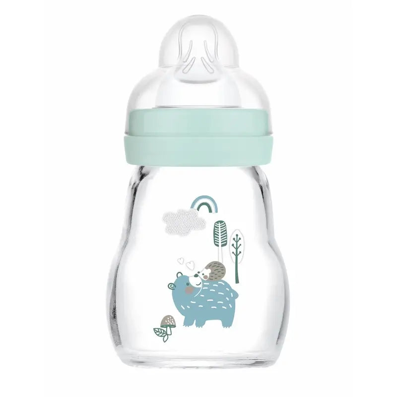 Mam Baby Biberón Cristal Feel Good Azul Mate, 170Ml