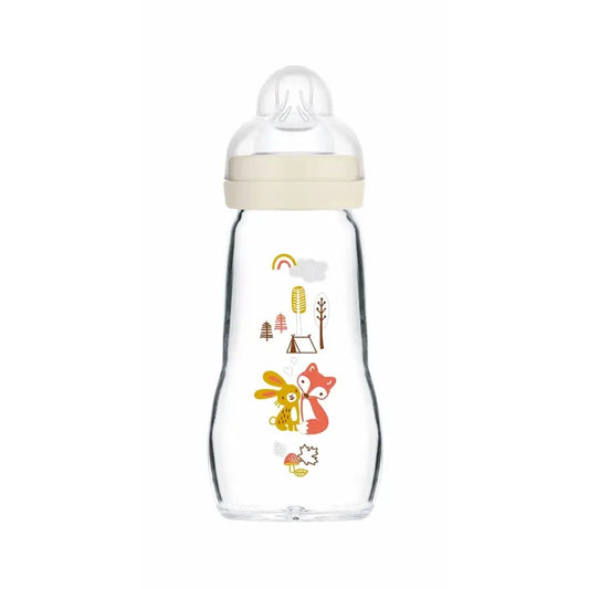 Mam Baby Biberón Cristal Feel Good Neutro Mate, 260Ml