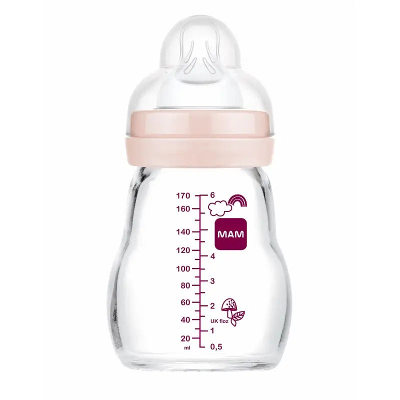 Mam Baby Biberón Cristal Feel Good Rosa Mate, 170Ml