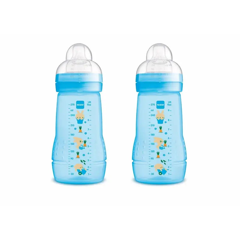 Mam Baby Biberón Easy Active Azul Brillante, 2X270Ml