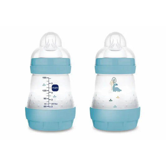 Mam Baby Biberón Easy Start Anticólico Azul Mate, 2X160Ml