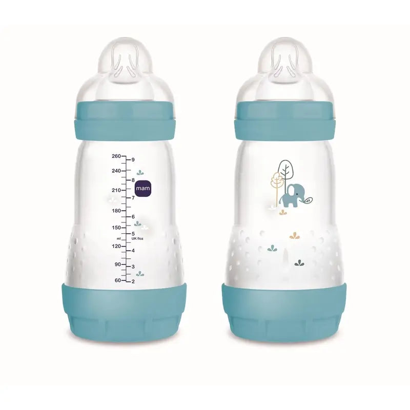 Mam Baby Biberón Easy Start Anticólico Azul Mate, 2X260Ml