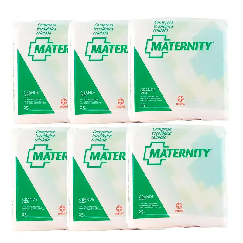 Maternity Compresa Tocologica Celulosa , 6 x 25 unidades