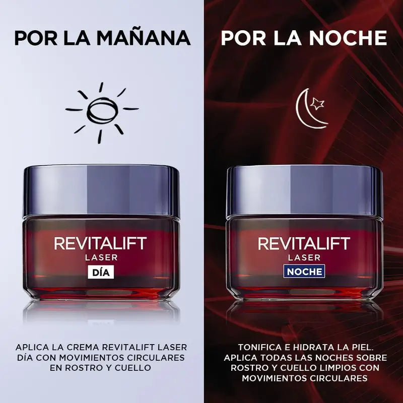 L'Oréal Paris Revitalift Láser, Crema Día Anti-Edad Intensiva con Vitamina C, Pro-Retinol y Ácido Hialurónico, 50ml