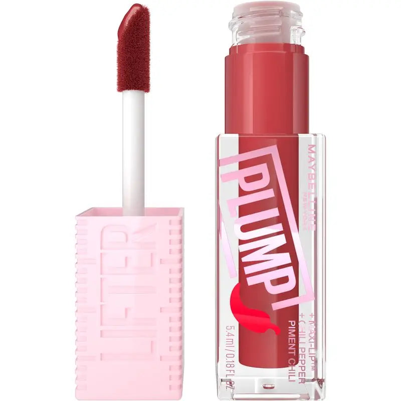 Maybelline New York Lifter Plump con Chili Pepper y Ácido hialurónico, Tono 006 Hot Chilli