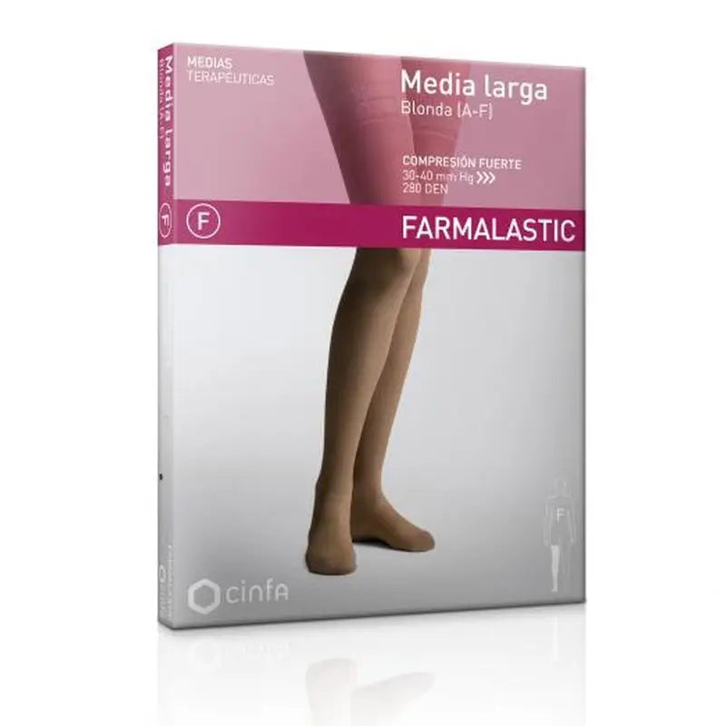 Farmalastic  Media Larga Blonda Compresión Fuerte 30-40 Mm Hg Talla Reina