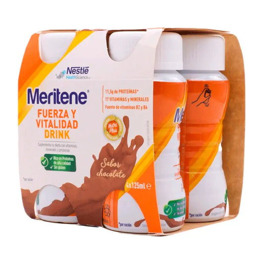 Meritene Fuerza y Vitalidad Senior Batido Sabor Chocolate, 4X125 ml