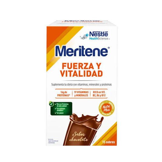 Meritene Fuerza y Vitalidad Batido Sabor Chocolate 15 sobres x 30 gr