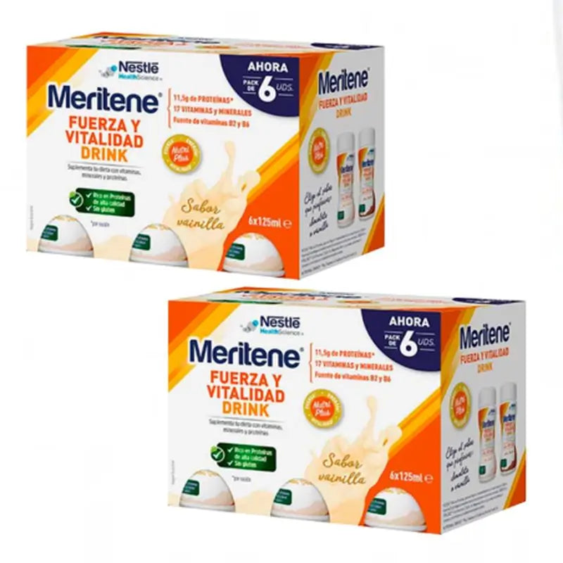 Meritene Fuerza Y Vitalidad Drink Sabor Vainilla 2X6, 125 Ml