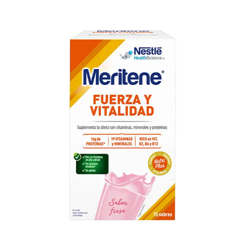 Meritene Fuerza y Vitalidad Batido Sabor Fresa 15 sobres x 30 gr