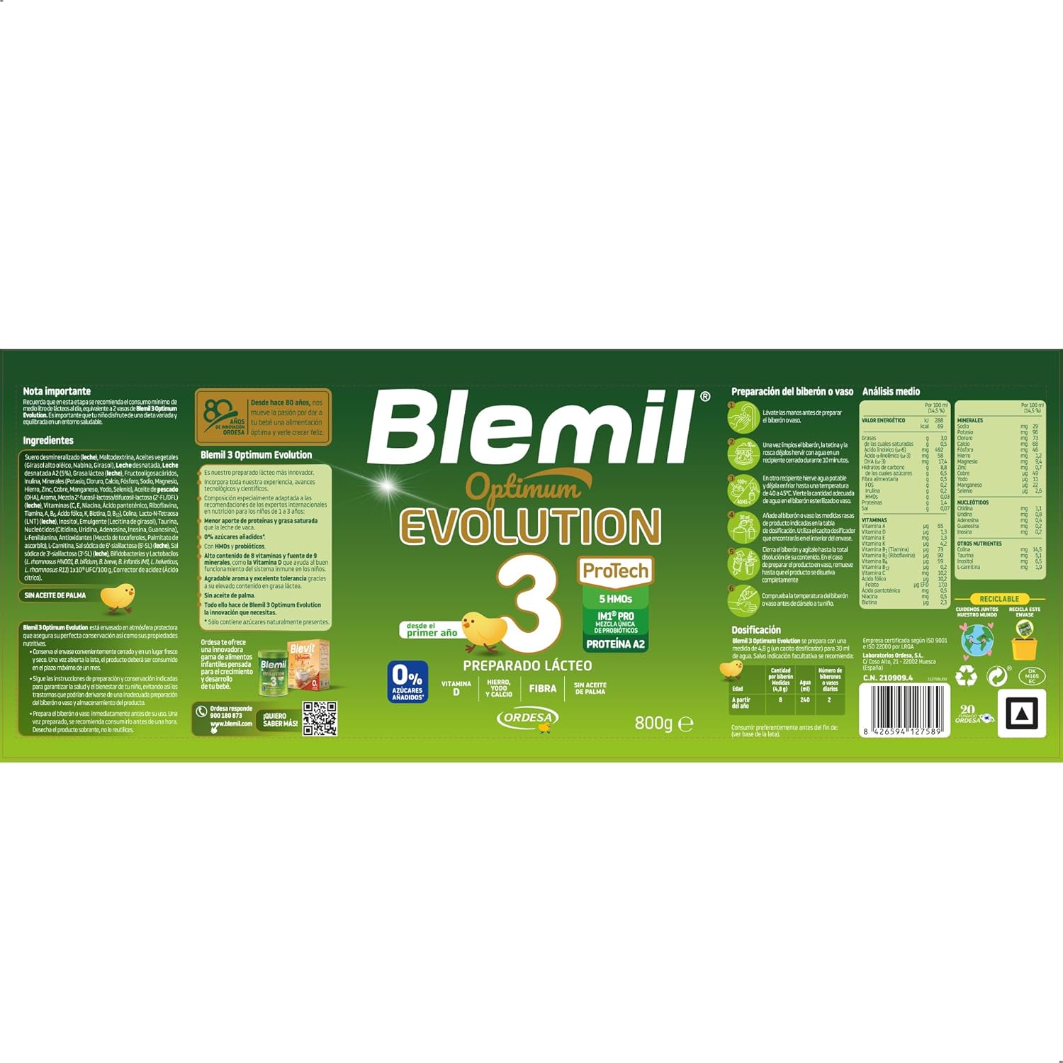 Blemil Bipack Optimum Evolution 3 Leche de Crecimiento, 2X800 gr