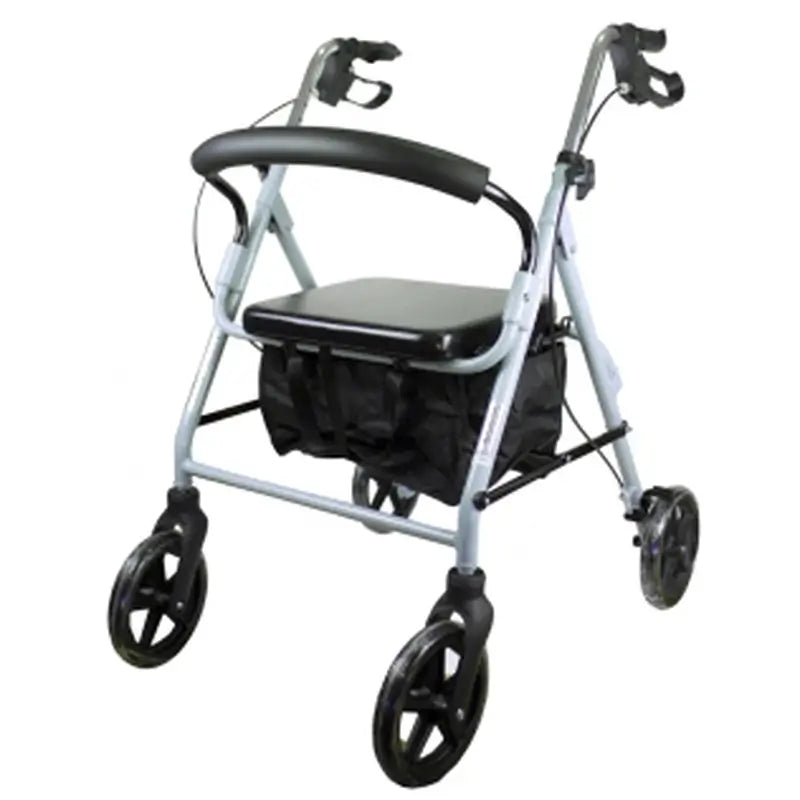 Mobiclinic Andador Con Ruedas - Plegable - Aluminio - Frenos En Manetas - Asiento Y Respaldo - Gris - Sofía