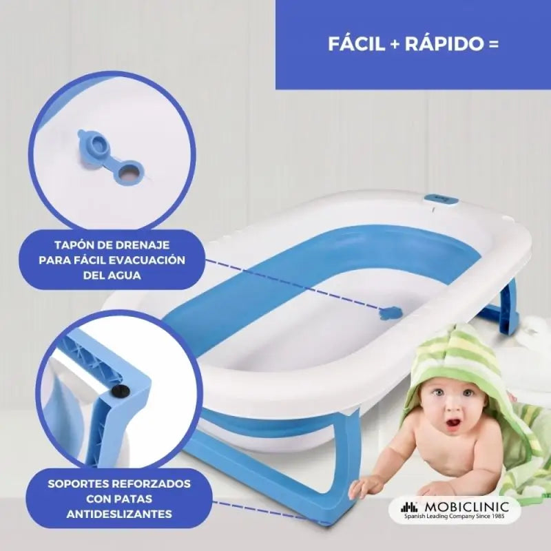 Mobiclinic Bañera Infantil Plegable Bubba Azul