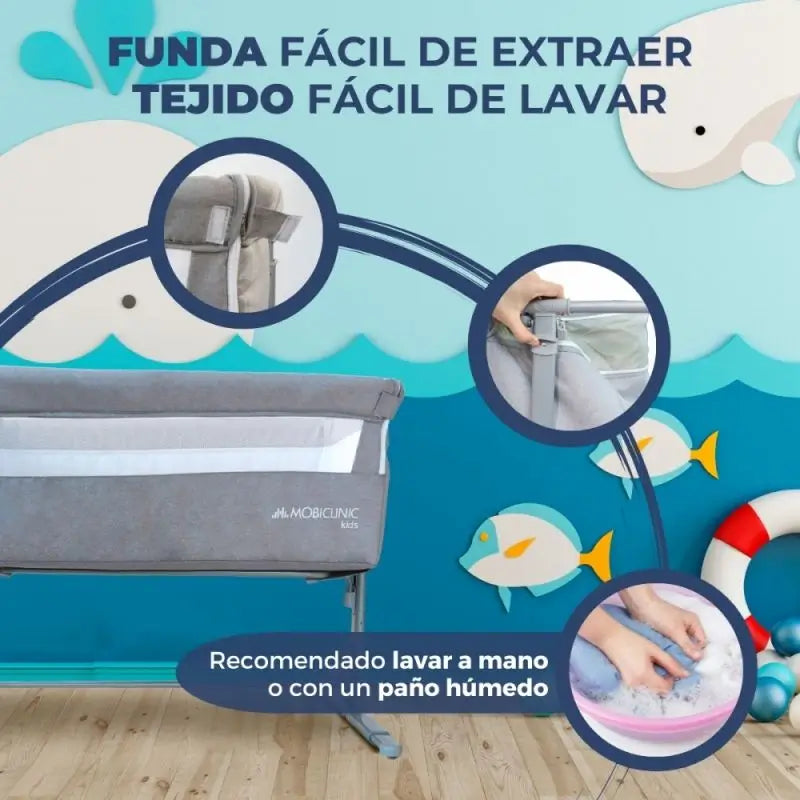 Mobiclinic Cuna Colecho Con Altura Ajustable Moon Gris