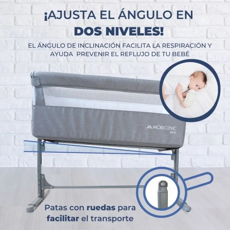 Mobiclinic Cuna Colecho Con Altura Ajustable Moon Gris