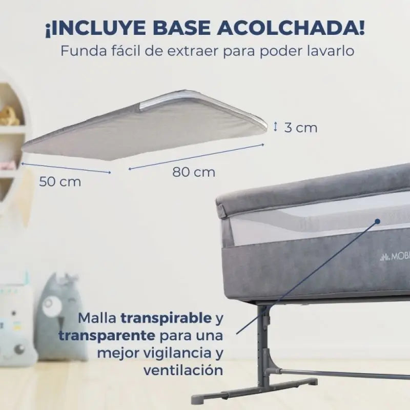 Mobiclinic Cuna Colecho Con Altura Ajustable Moon Gris