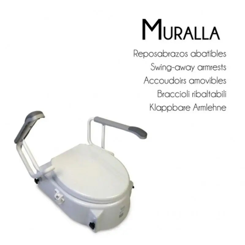 Mobiclinic Elevador De Baño Modelo Muralla Con Tapa, Abatible Y Regulable Hasta 5, 10 Y 15 Cm