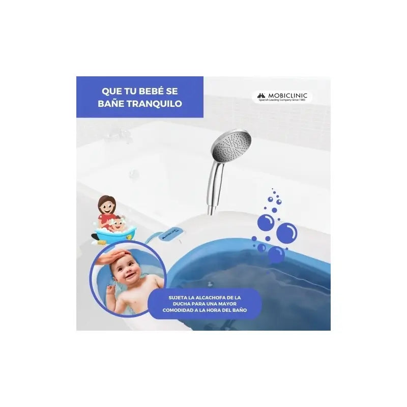 Mobiclinic Pack De Baño Para Bebés - Bañera Infantil - Plegable - Antideslizante - Azul - Termómetro De Baño - Sin Mercurio