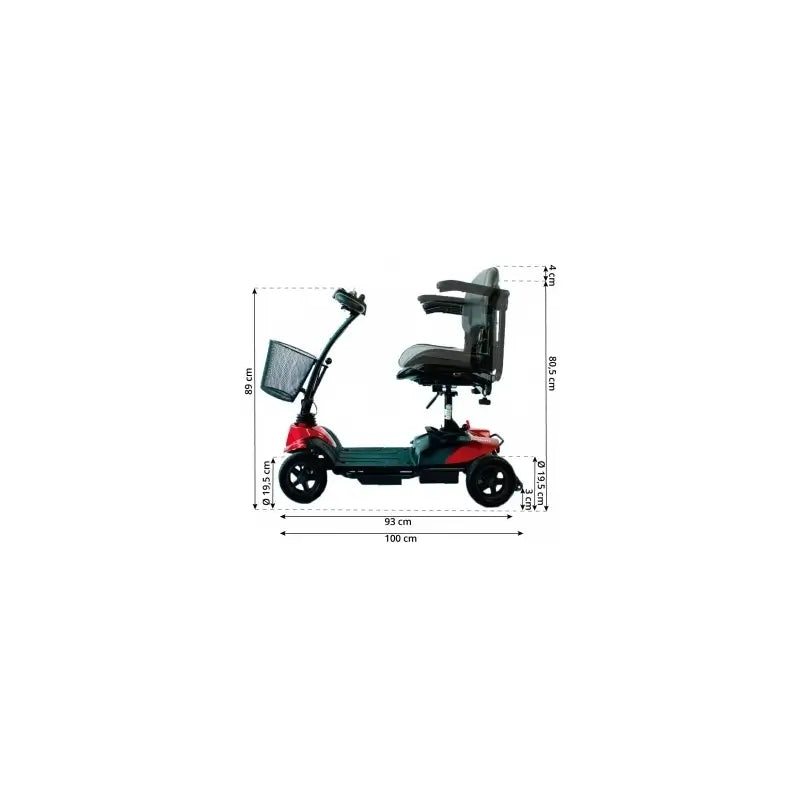 Mobiclinic Scooter Movilidad Reducida - Auton. 10 Km - 4 Ruedas - Compacto Y Desmontable - 12Ah - 250W - Virgo - Mobiclinic