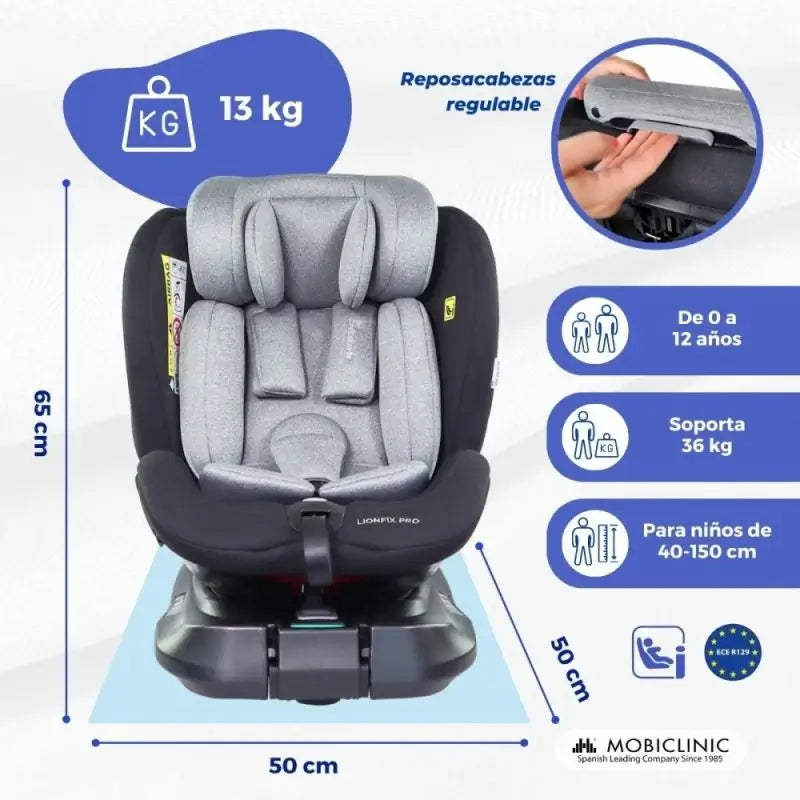 Mobiclinic Silla De Coche Infantil Lionfix Pro 40-150 Cm Gris Y Negro