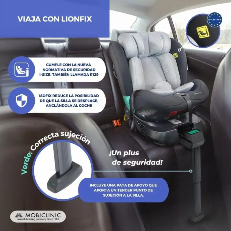 Mobiclinic Silla De Coche Infantil Lionfix Pro 40-150 Cm Gris Y Negro