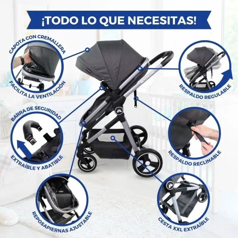 Mobiclinic Silla De Paseo Nuit 2 En 2 Gris