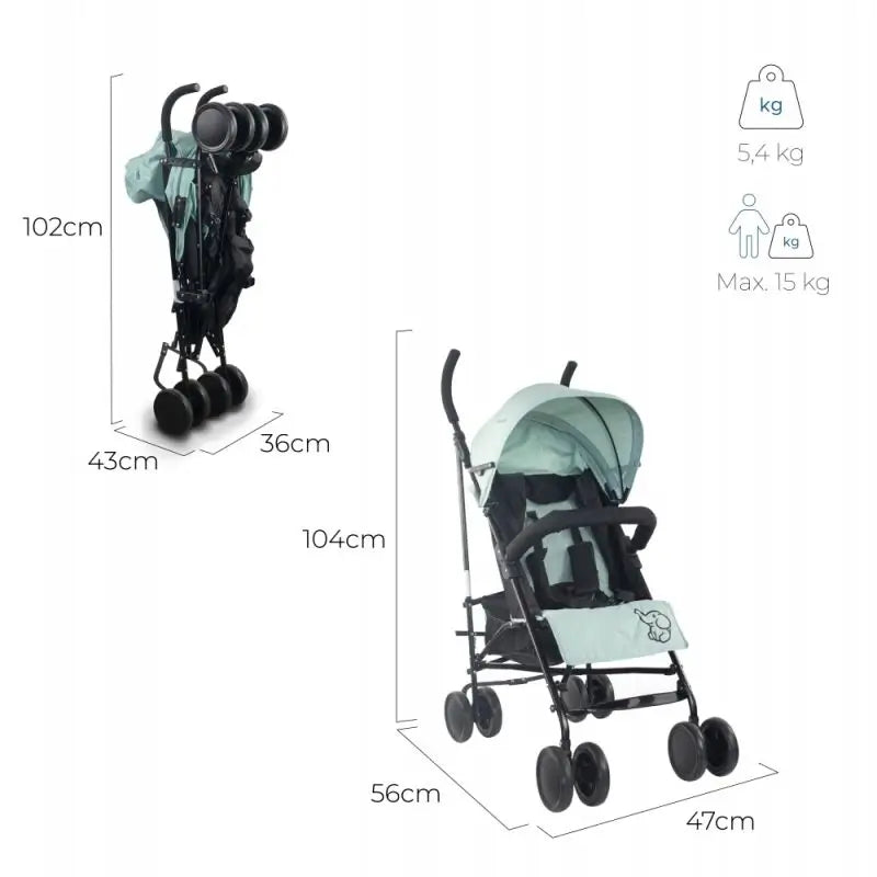 Mobiclinic Silla De Paseo Plegable Elefant 15 Kg Verde